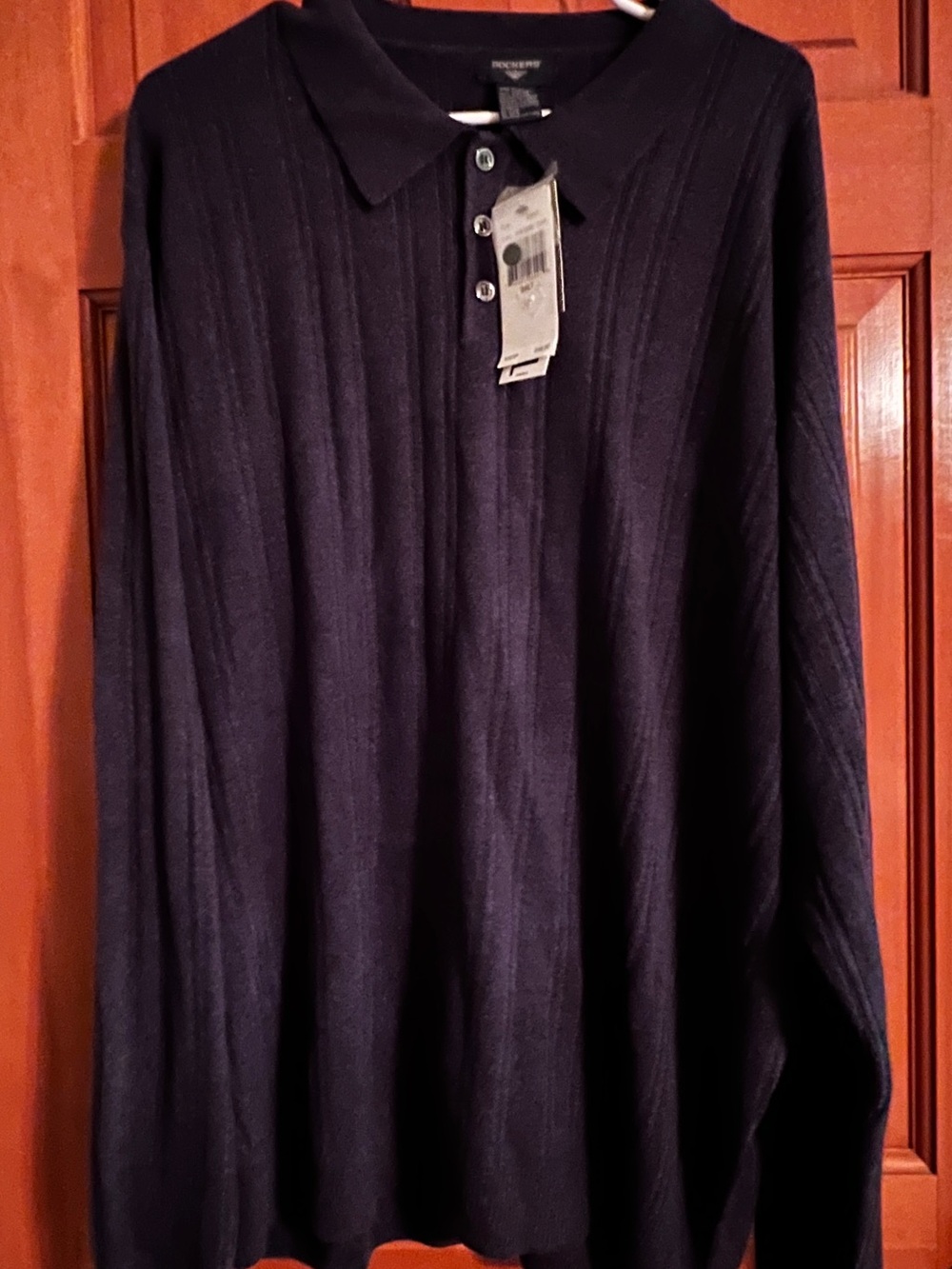 Dockers Men’s 2XLT Midnight Marl Textured Knit Polo Sweater NWT